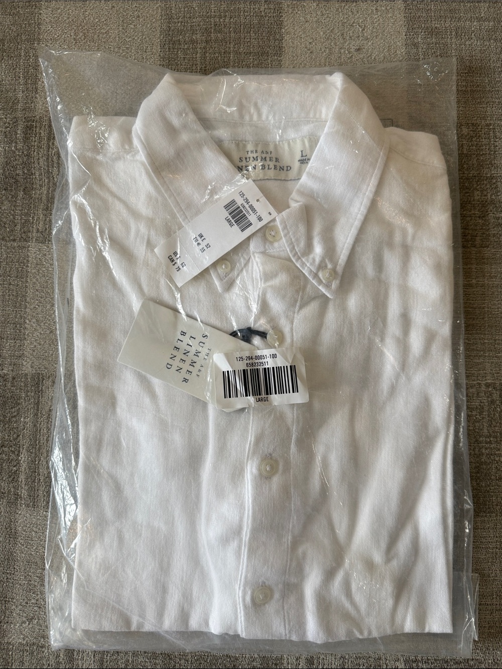 Abercrombie & Fitch | Summer Linen Blend Button-Up Shirt White Large NWT